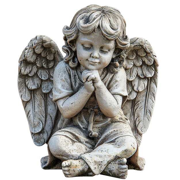 Foto estátua de criança anjo isolada em fundo branco