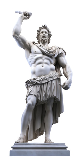 Estátua de deus de mármore grego isolada em um fundo branco gerado por IA
