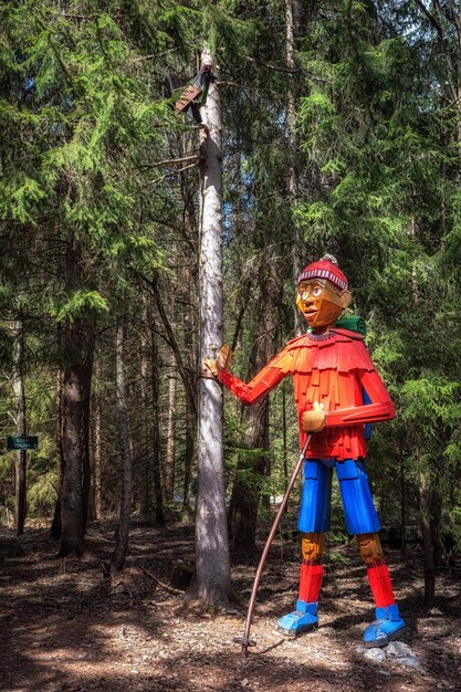 Estátua de madeira no vale de Rackova em Western Tatras na Eslováquia