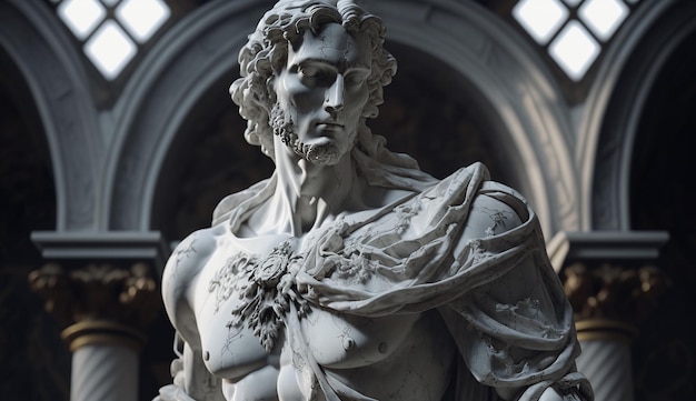 Foto estátua de mármore barroca de hércules ai gerador de imagem
