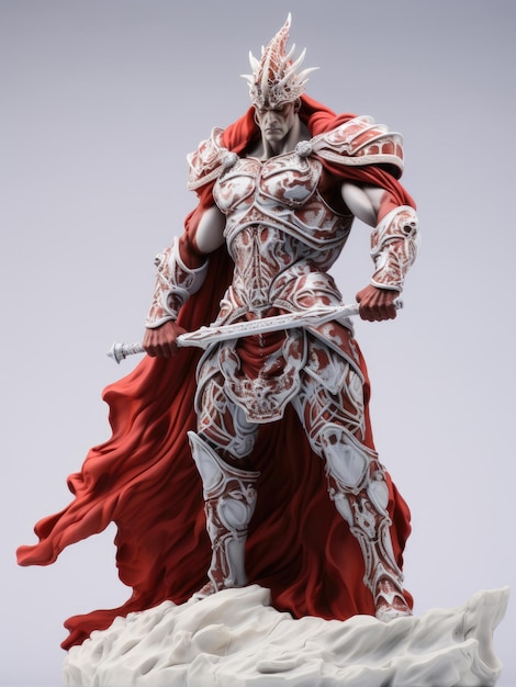 Estátua de mármore de um guerreiro branco