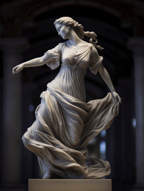 Estátua de mármore de uma bailarina Generative AI