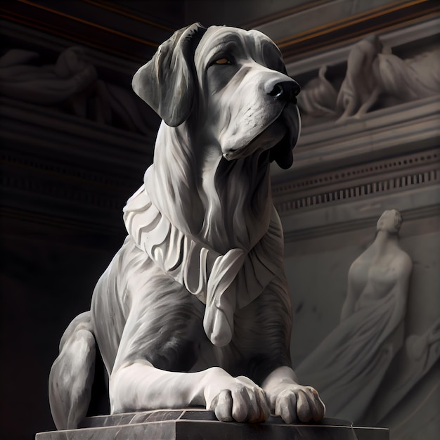 Foto estátua de um cachorro no interior do panteão roma itália