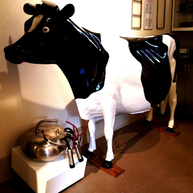 Foto estátua de vaca em casa