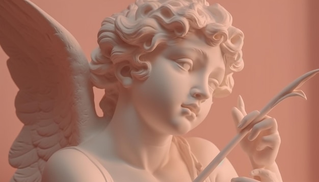 La estatua desnuda de Cupido simboliza el amor y el romance generados por IA