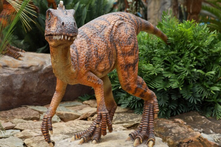 La estatua de los dinosaurios carnívoros