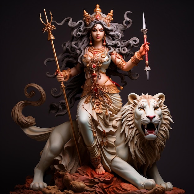 Foto estatua de la diosa hindú durga