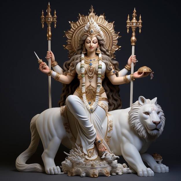 Foto estatua de la diosa hindú durga