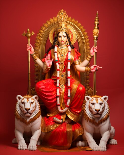 Foto estatua de durga devi diosa de la fuerza y la protección