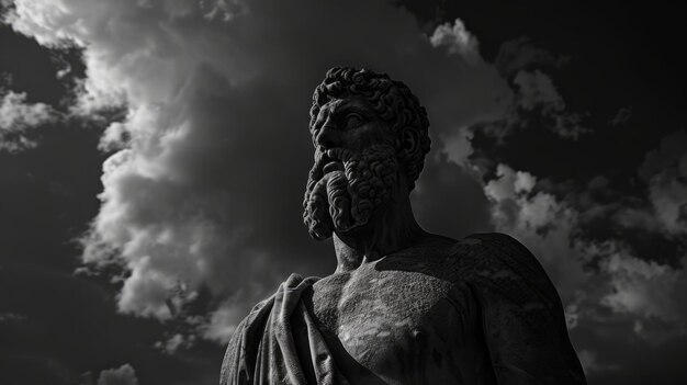 Foto estatua del emperador romano constantino roma italia en blanco y negro