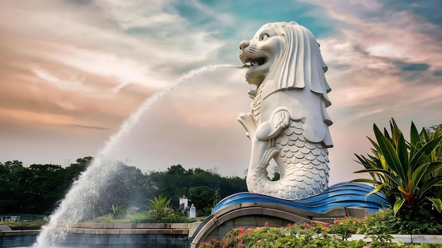 La estatua de la fuente del merleón