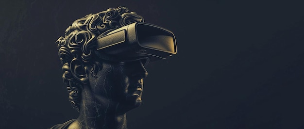 Una estatua griega con gafas de realidad virtual