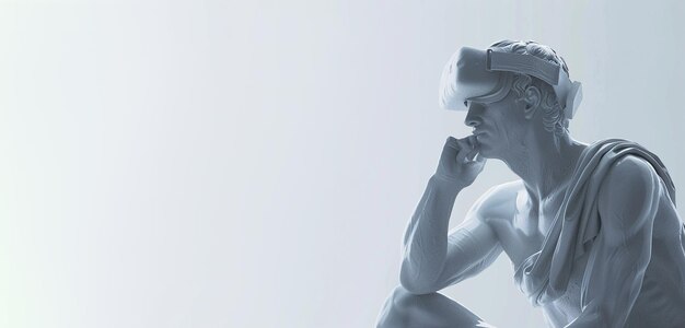Una estatua griega con gafas de realidad virtual