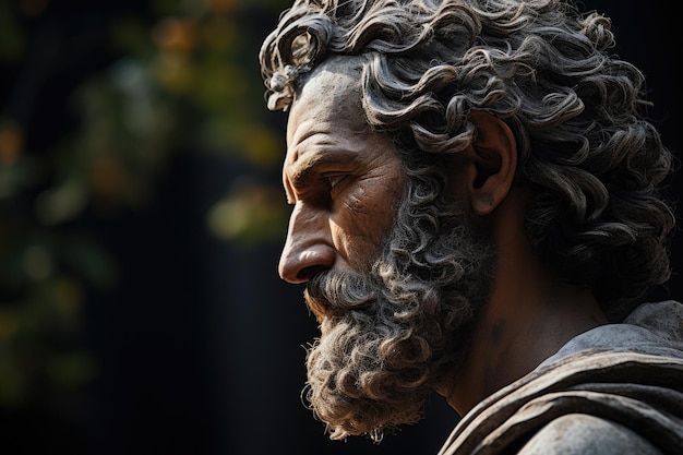 Una estatua de un hombre con barba.