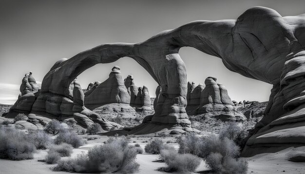 una estatua de un hombre está en el desierto con las palabras la palabra en él