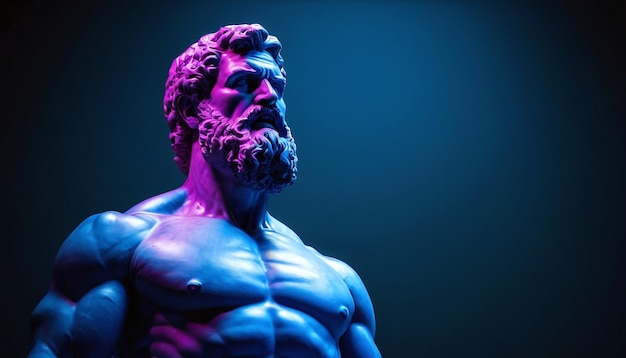 Foto estatua de un hombre estoico poderoso con barba