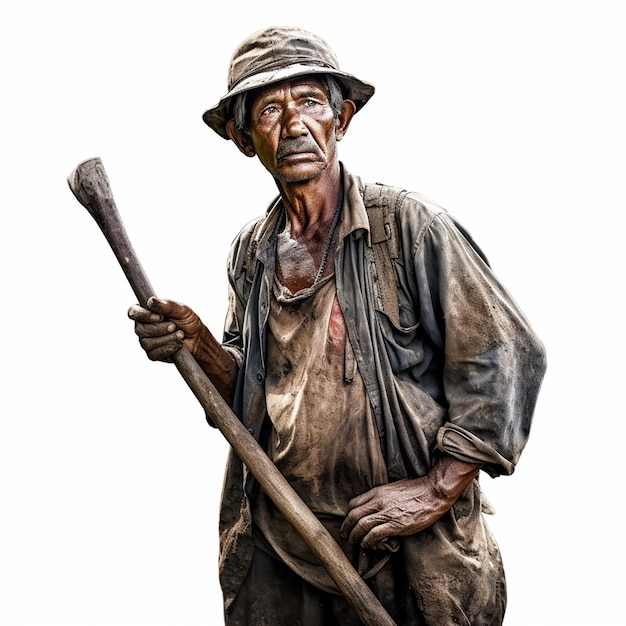 Una estatua de un hombre con un sombrero y un palo en la mano.