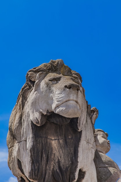 Estátua, leão, um, tenfant, em, pont alexandre iii, em, paris