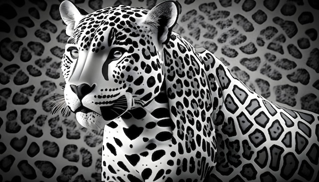 una estatua de un leopardo con una etiqueta en la oreja