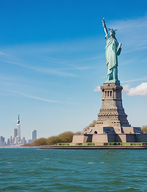 Foto la estatua de la libertad en la isla liberty, nueva york.