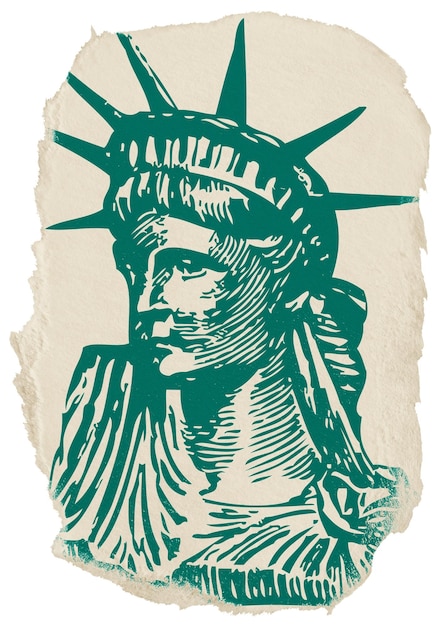 Estatua de la Libertad pegatina png de papel rasgado fondo transparente