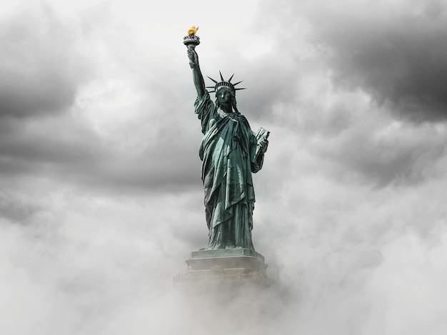 La Estatua de la Libertad en una tormenta de nieve