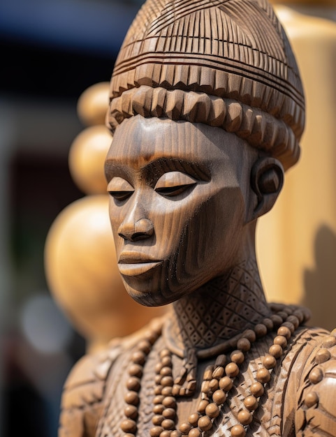 una estatua de madera de una mujer