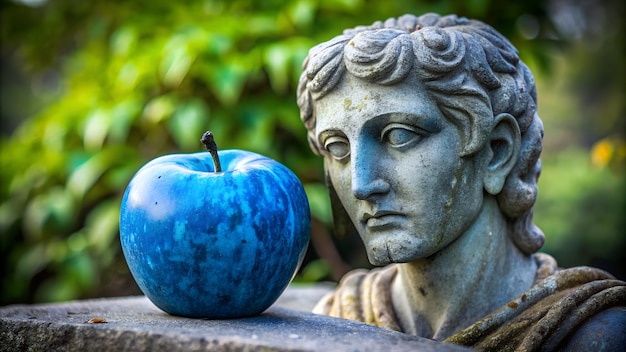 Foto una estatua de una mujer con una manzana a su lado