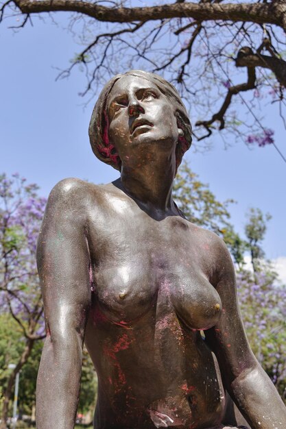 Foto una estatua de una mujer con la palabra mujer en ella