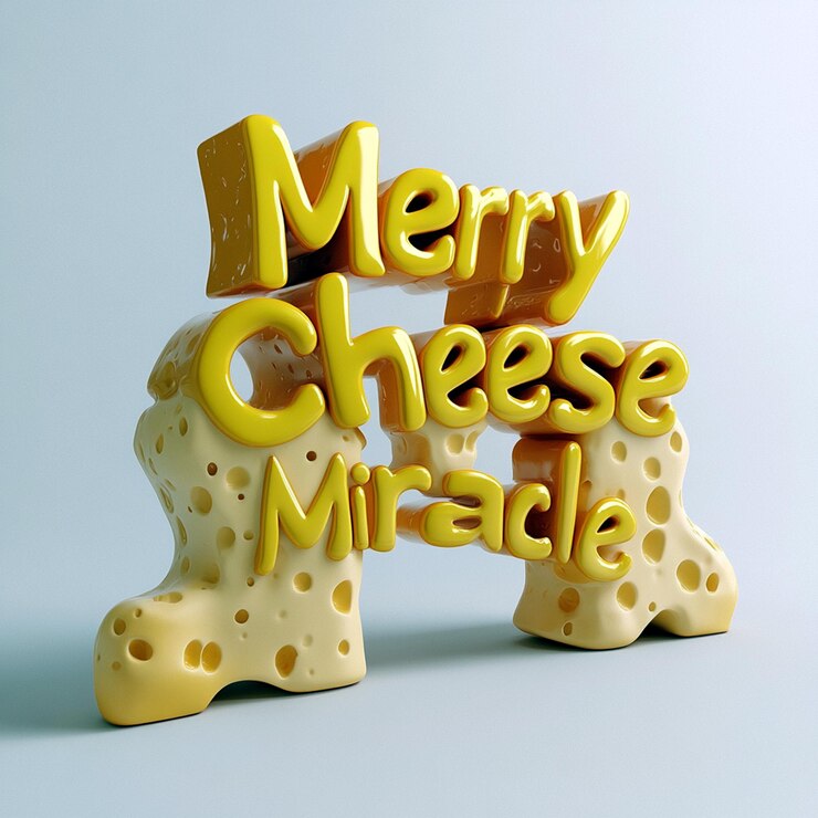 Foto una estatua de un pastel de queso que dice queso alegre