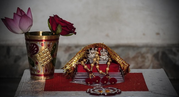 `estatua de plata de laxmi ganesh para pooja