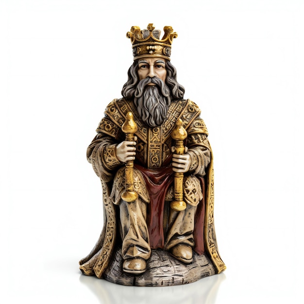Foto estatua del sabio rey aislada sobre un fondo blanco
