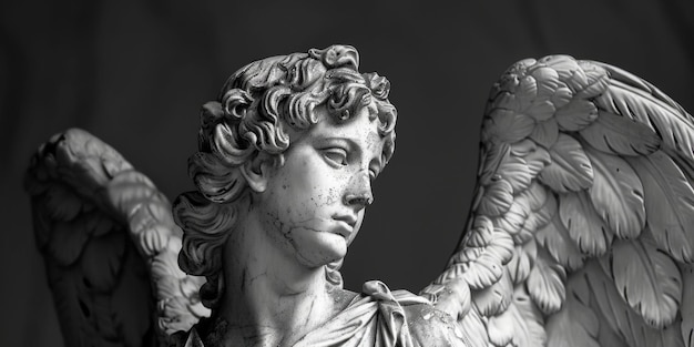 Una estatua serena de un ángel sosteniendo un pájaro Ideal para conceptos espirituales o pacíficos