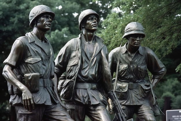 Una estatua de soldados del ejército estadounidense.