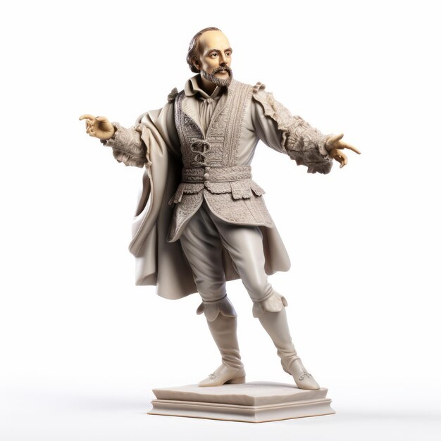 Foto estatua de william shakespeare en 3d, conjunto de 3 estilo yoji shinkawa