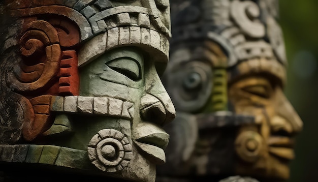 Foto estatuas maias antigas no méxico