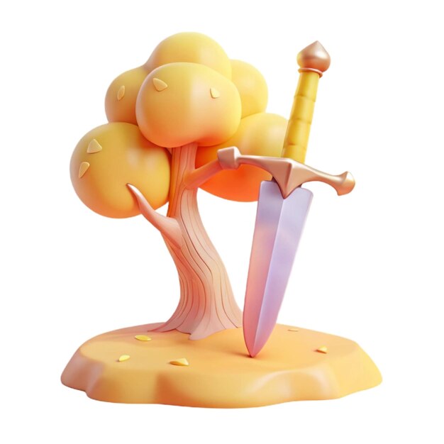 una estatuilla de un cuchillo con una espada en ella y un cuchilo en la parte inferior