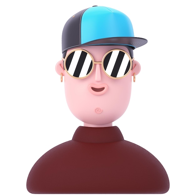 una estatuilla con gafas de sol y un sombrero con una franja negra y blanca