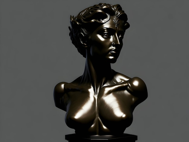 Estatuilla de metal de un busto de mujer antiguo Contenido retro generativo de IA