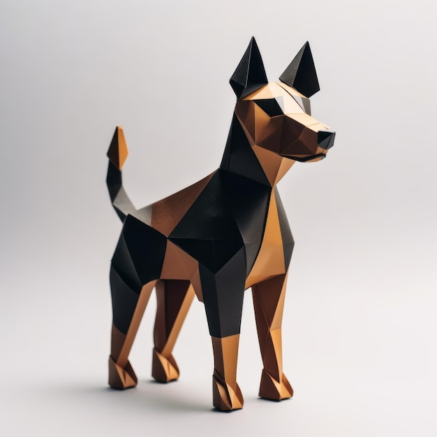 Estatuilla de perro geométrica Vray Tracing Crossprocessed Minimalistic Design