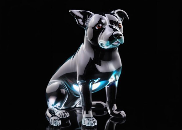 una estatuilla de perro hecha de vidrio