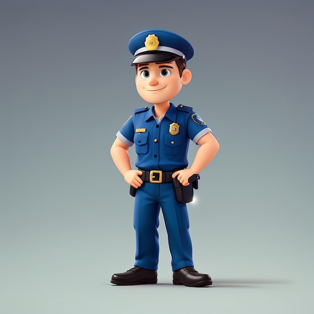 una estatuilla de un policía con una gorra azul y una insignia en él