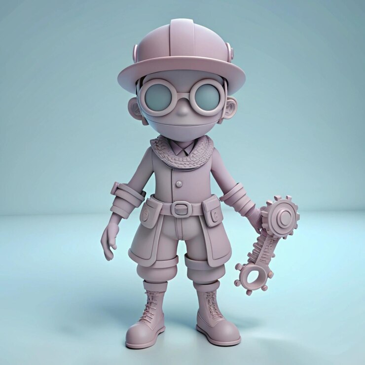 Foto una estatuilla de un robot con un llavero en él