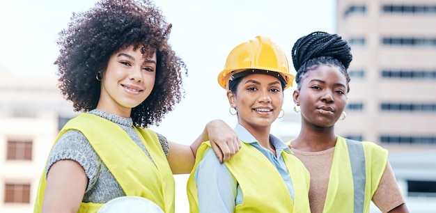 Estavam dando a esta cidade uma reforma Retrato de um grupo de jovens empresárias confiantes trabalhando em um canteiro de obras