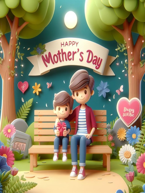 Este belo desenho floral 3D é criado para o Feliz Dia da Mãe