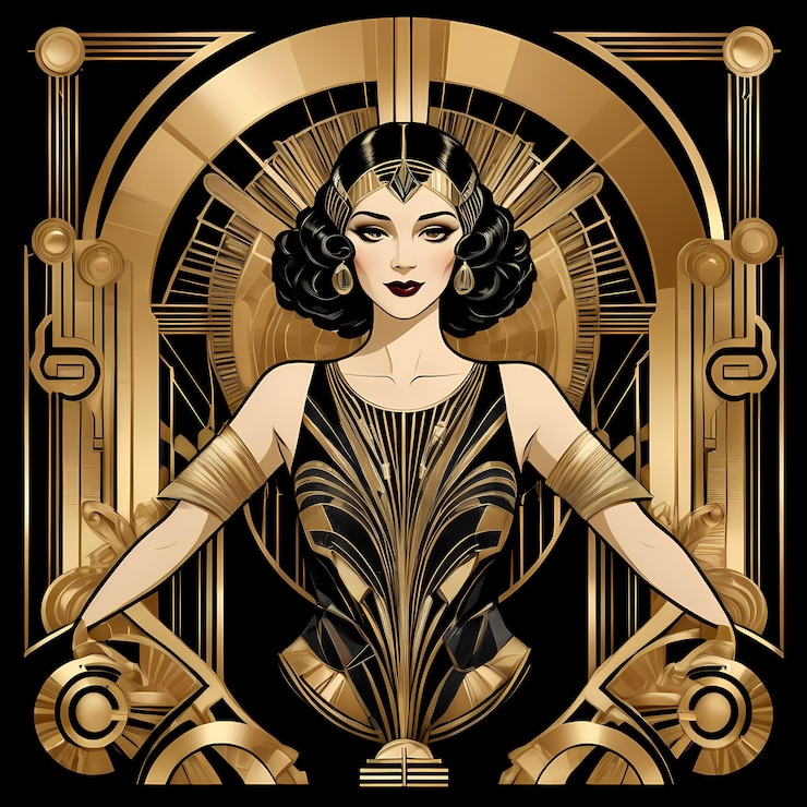 Foto este conceito de tatuagem art déco abstrato evoca a elegância de uma mulher. é um design elegante.