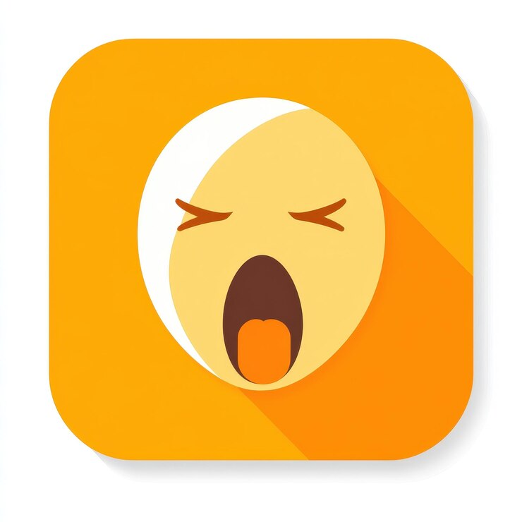 Foto este conceito simples e alegre de ícone de aplicativo de rosto bocejante apresenta um fundo amarelo vibrante perfeito para representar humores, emoções e ideias lúdicas em aplicativos digitais