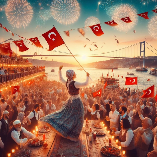 Foto este desenho é feito para todos os eventos turcos como o dia da independência da turquia