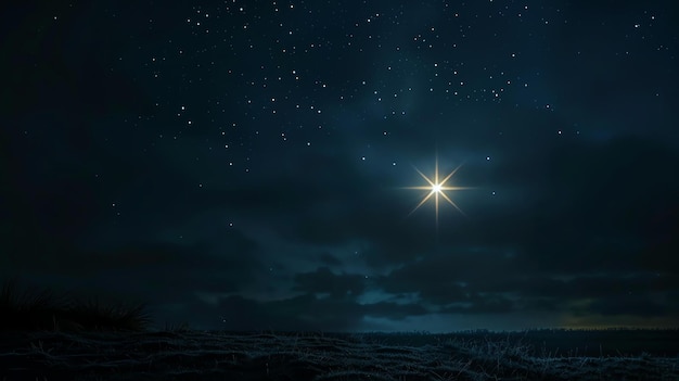 Foto este é um belo céu noturno com uma estrela brilhante.