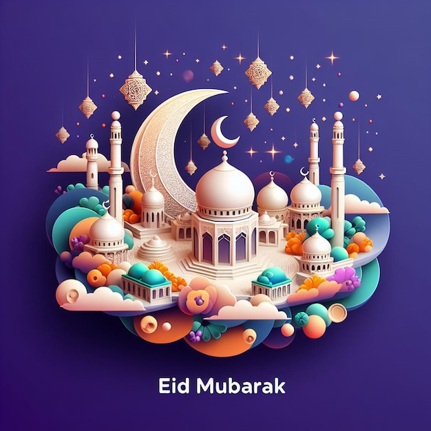 Este projeto 3D é feito para eventos islâmicos como Eid ul Fitr e Eid ul Adha